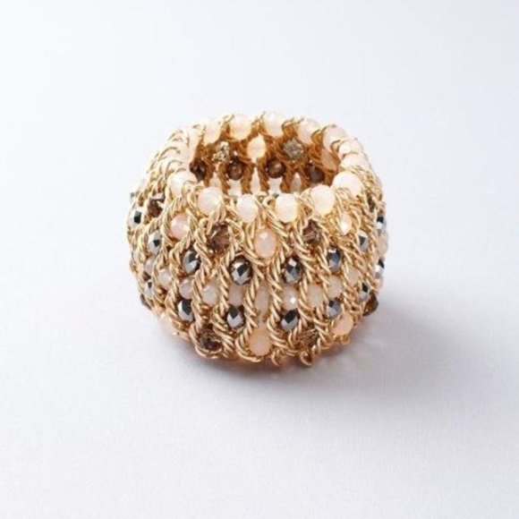 Ann Taylor LOFT Breast Cancer Awareness Beaded Wide Stretch Bracelet NWT 39.99 - Picture 2 of 2